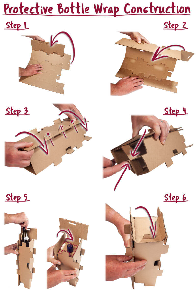 Visual Instructions on how to fold the included protective bottle wrap insert
