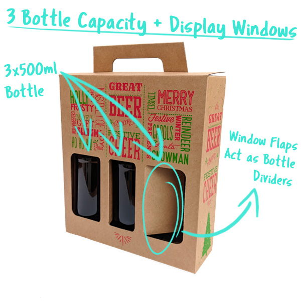 3 Bottle Capacity with Window Flaps that divide the cans