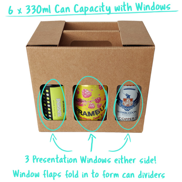 6 Can Capacity with Window Flaps that divide the Cans