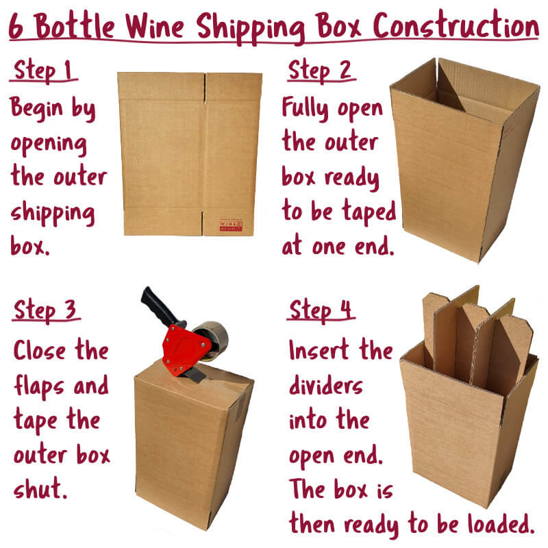 Instructions on how to assemble our 6 Wine Bottle Shipping Box